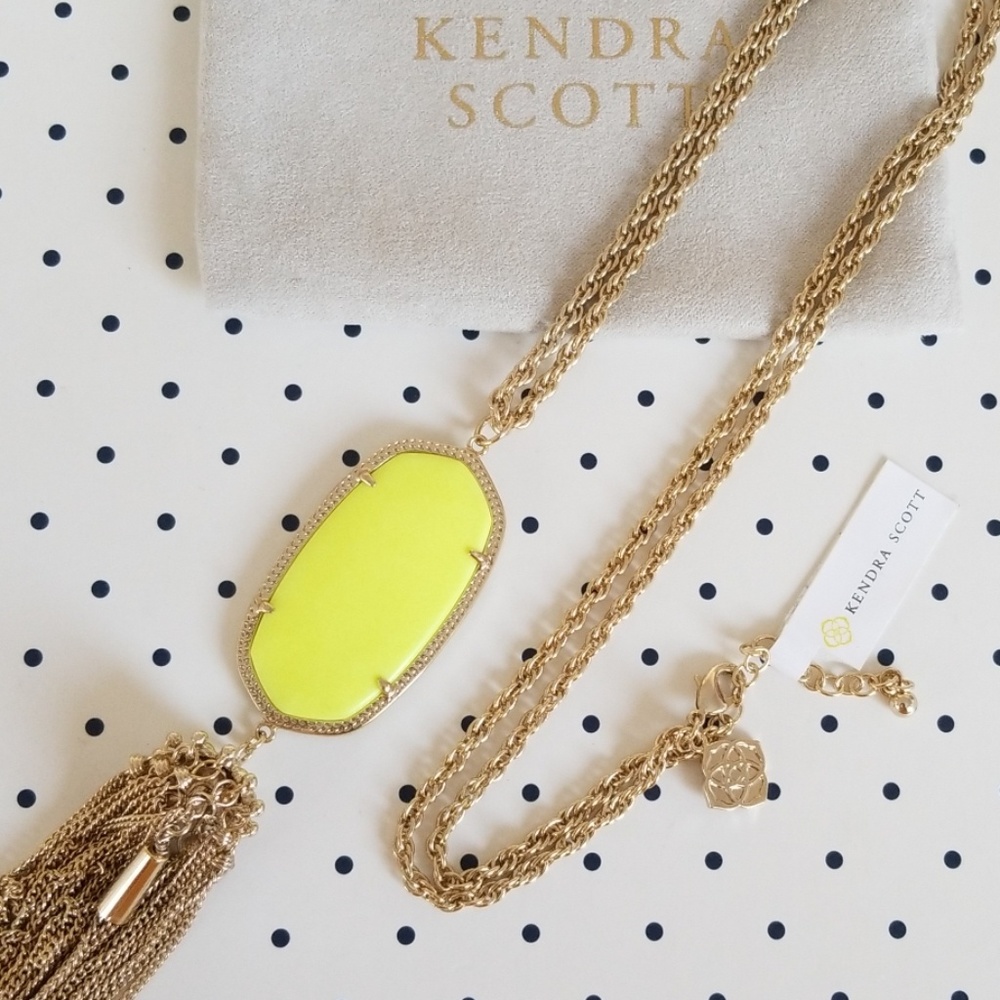Kendra Scott Neon Yellow Rayne Necklace - Picture 1 of 4